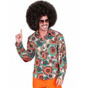 60-talets Blommiga Mörka Hippie Skjorta för Herrar