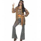 60-tals Hippie Damdräkt 5 Delar