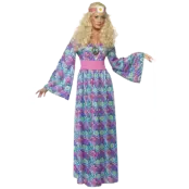 60-tals Hippie Flowerpowerklänning L