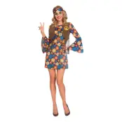 60-tals Hippie Kvinna Maskeraddräkt - Large