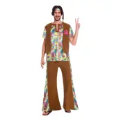 60-tals Psychedelic Hippie Man Maskeraddräkt - Large