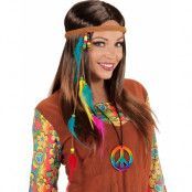 Flätat Hippie Pannband med Pärlor och Fjädrar
