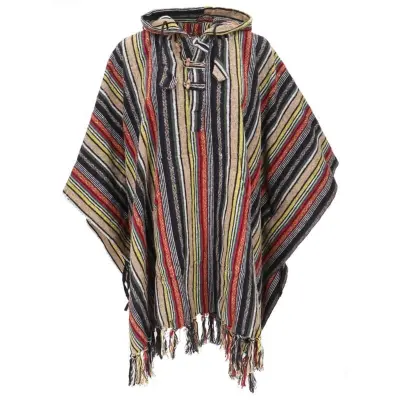 Guru-Shop Cardigan - Poncho Hippie chic, Ethno Poncho, Andenponcho beige/grün - för Herr - flerfärgad