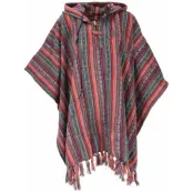 Guru-Shop Cardigan - Poncho Hippie chic, Ethno Poncho, Andenponcho - rot/blau - för Herr - flerfärgad
