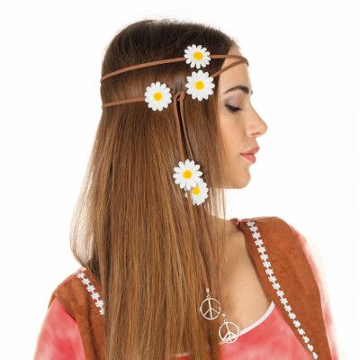 Hårband med Blommor och Peacemärken - One size