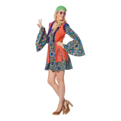 Hippie Dam Orange Maskeraddräkt - Medium