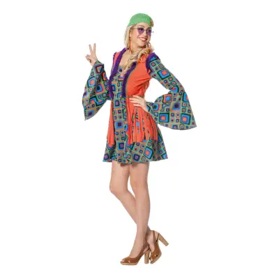 Hippie Dam Orange Maskeraddräkt - X-Small