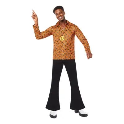 Hippie Orange Disco Skjorta - Medium