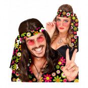 Hippie Pannband - Svart med Färgglada Blommor