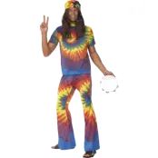 Knytbatik Hippie-dräkt 60-tal vuxen M