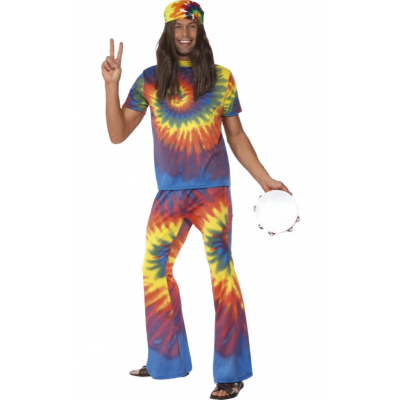 Knytbatik Hippie-dräkt 60-tal vuxen M