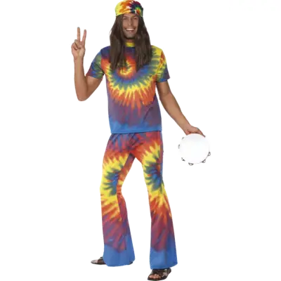 Knytbatik Hippie-dräkt 60-tal vuxen M