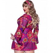 Lila Psychedelic Hippie Costume Klänning för kvinnor - Plus Sizes