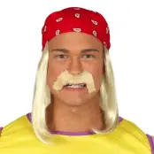 Blond Peruk med Scarf&Mustash - One size