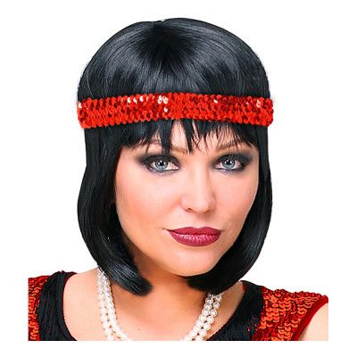 20-tals Paljett Pannband Röd - One size