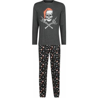Black Premium by EMP Pyjamas - Pyjamas med juligt dödskalletryck - M XXL - för Herr - grå