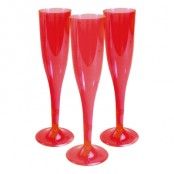 Champagneglas i Plast Röd - 18-pack