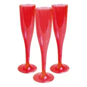 Champagneglas i Plast Röd - 18-pack