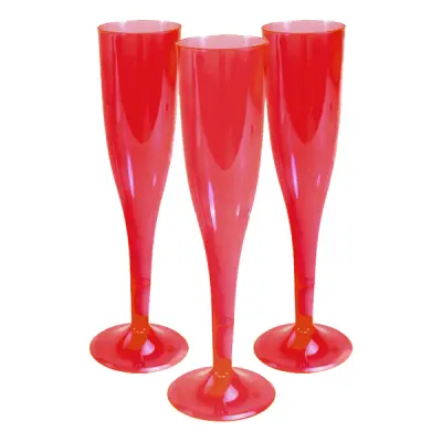 Champagneglas i Plast Röd - 18-pack