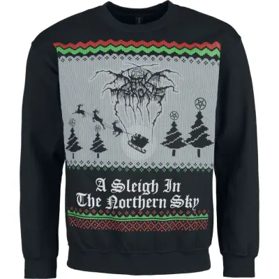 Darkthrone Christmas Jumper - Holiday Sweater - A Sleigh In The Northern Sky - S XXL - för Herr - svart