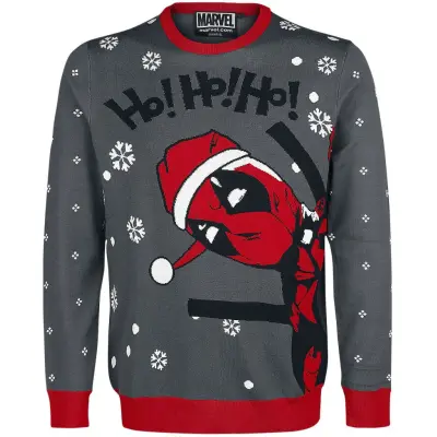 Deadpool - Marvel Christmas jumper - Ho! Ho! Ho! - S L - för Herr - grå/röd