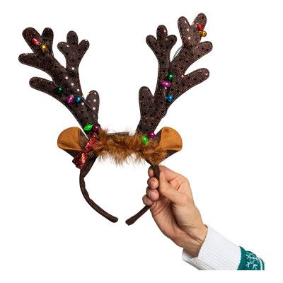 Diadem med LED Renhorn Mörkbrun