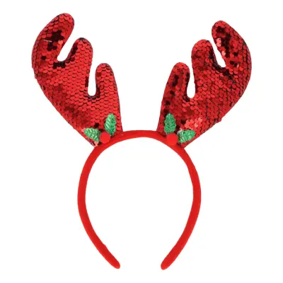 Diadem Renhorn Röd med Paljetter - One size