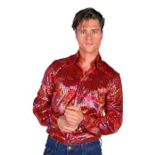 Disco Skjorta Herr Röd/Färgskimrande - Small