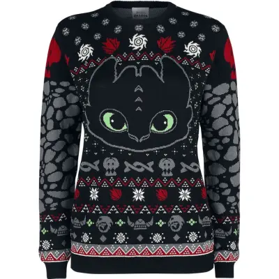 Draktränaren Christmas jumper - Toothless - S XXL - för Dam - svart