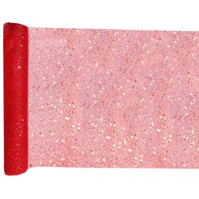 Duk (löpare) glitter röd, 30 x 500 cm