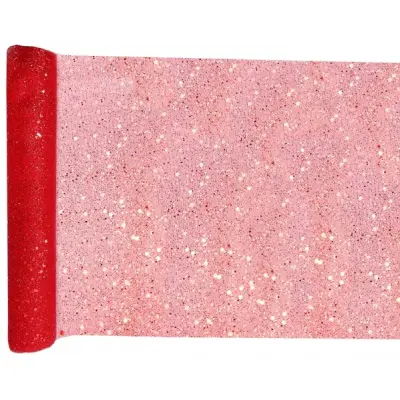 Duk (löpare) glitter röd, 30 x 500 cm