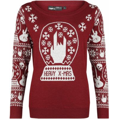 EMP Special Collection Christmas jumper - EMP XMAS Special Collection - Stickad tröja - L - för Dam - röd