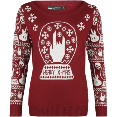 EMP Special Collection Christmas jumper - EMP XMAS Special Collection - Stickad tröja - L - för Dam - röd