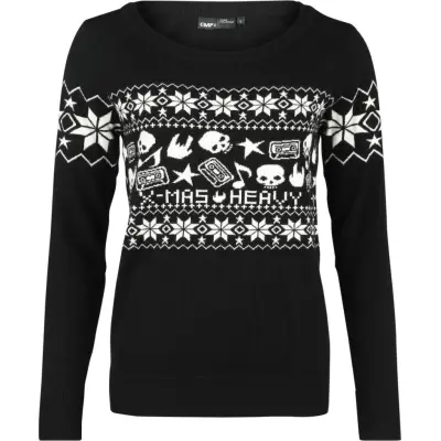 EMP Special Collection Christmas jumper - EMP XMAS Special Collection - Stickad tröja - S - för Dam - svart