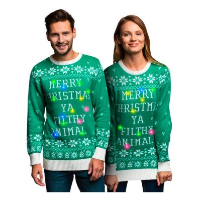 Filthy Animal Grön LED Jultröja - Medium