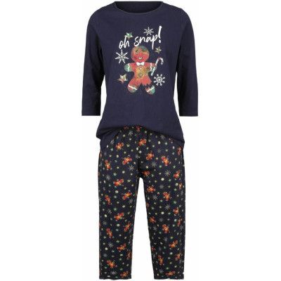 Full Volume by EMP Pyjamas - Pyjamas med pepparkakstryck - S XXL - för Dam - blå