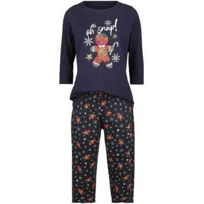 Full Volume by EMP Pyjamas - Pyjamas med pepparkakstryck - S XXL - för Dam - blå