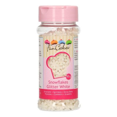 FunCakes Strössel Glitter Snöflingor Vit - 50 g