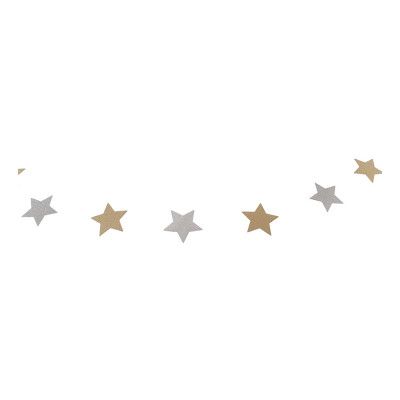 Glittergirlang Stjärnor Guld/Silver