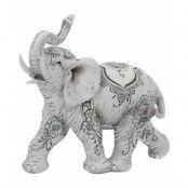 Grå Elefantfigur med Henna-Motiv 18 cm