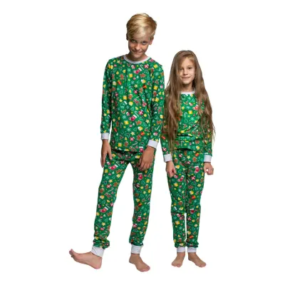 Grön Julpyjamas Barn - 6-8 år (122/128)