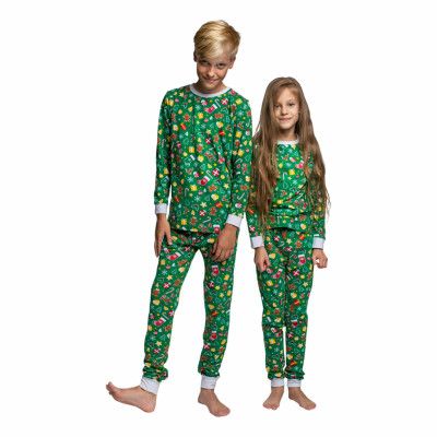 Grön Julpyjamas Barn - 8-10 år (134/140)