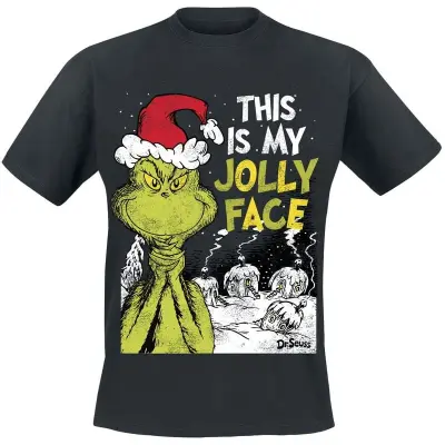 Grinchen T-shirt - This Is My Jolly Face - S XXL - för Herr - svart