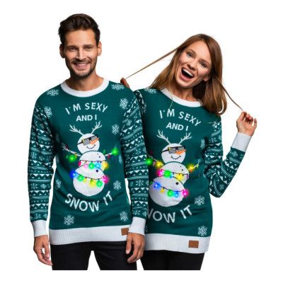 I'm Sexy and I Snow It Grön LED Jultröja - Large