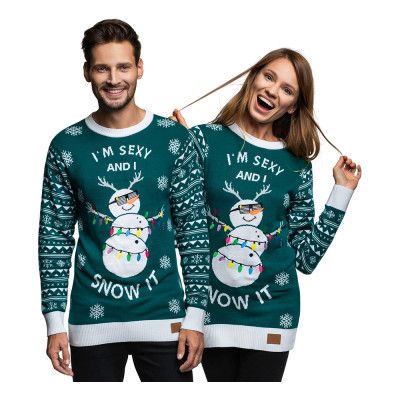 I'm Sexy and I Snow It Grön LED Jultröja - X-Small
