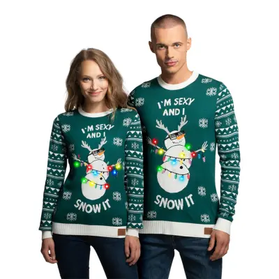 I'm Sexy and I Snow It Grön LED Jultröja - XX-Large