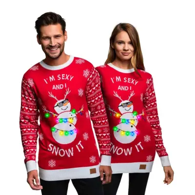 I'm Sexy and I Snow It Röd LED Jultröja - Small