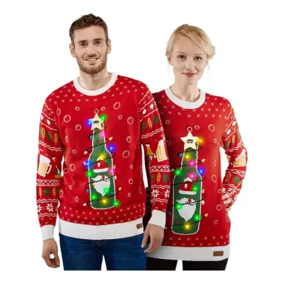 Julöl Röd LED Jultröja - Small