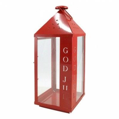 Lykta i Metall God Jul Röd