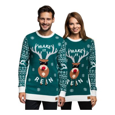 Make it Rein Grön LED Jultröja - Small